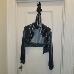 SHEIN Cropped Green Velvet Women's Jacket